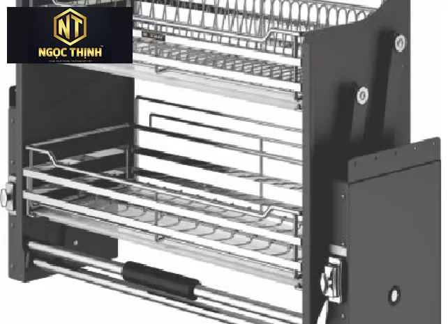 Giá Chén Bát Nâng Hạ Di Động 2 Tầng VIP R015-900 tại Long Tân